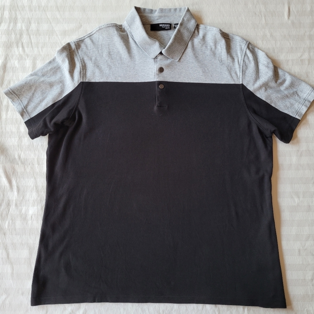 MURANO Slim Fif Men's Gray and Black Polo Shirt Size XL